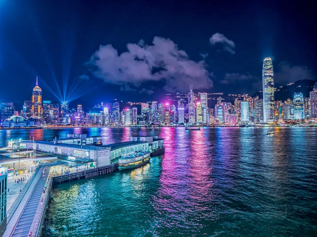Jadwal live draw HK 4D - Hongkong skyline night cityscape, daily draw 22:00 WIB